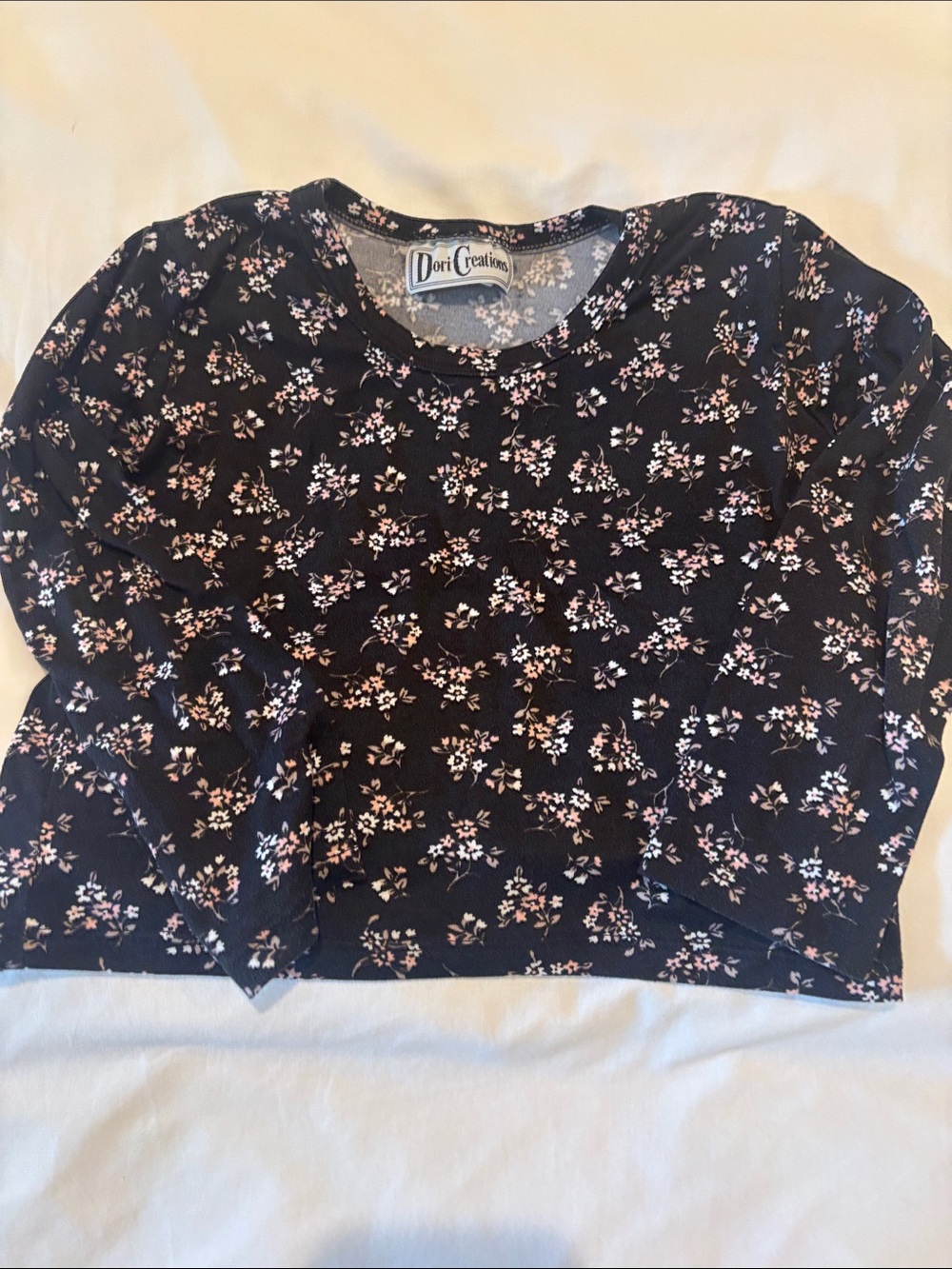 Dori Creations Girls' Black Long Sleeve Floral Tee